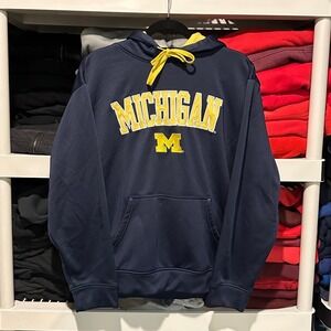 Vintage y2k Michigan University Embroidered Spell Out Blue Mens Medium Hoodie